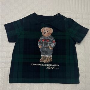 Ralph Lauren Kids Black and Green Plaid Polo Bear Tee with Polo Bear